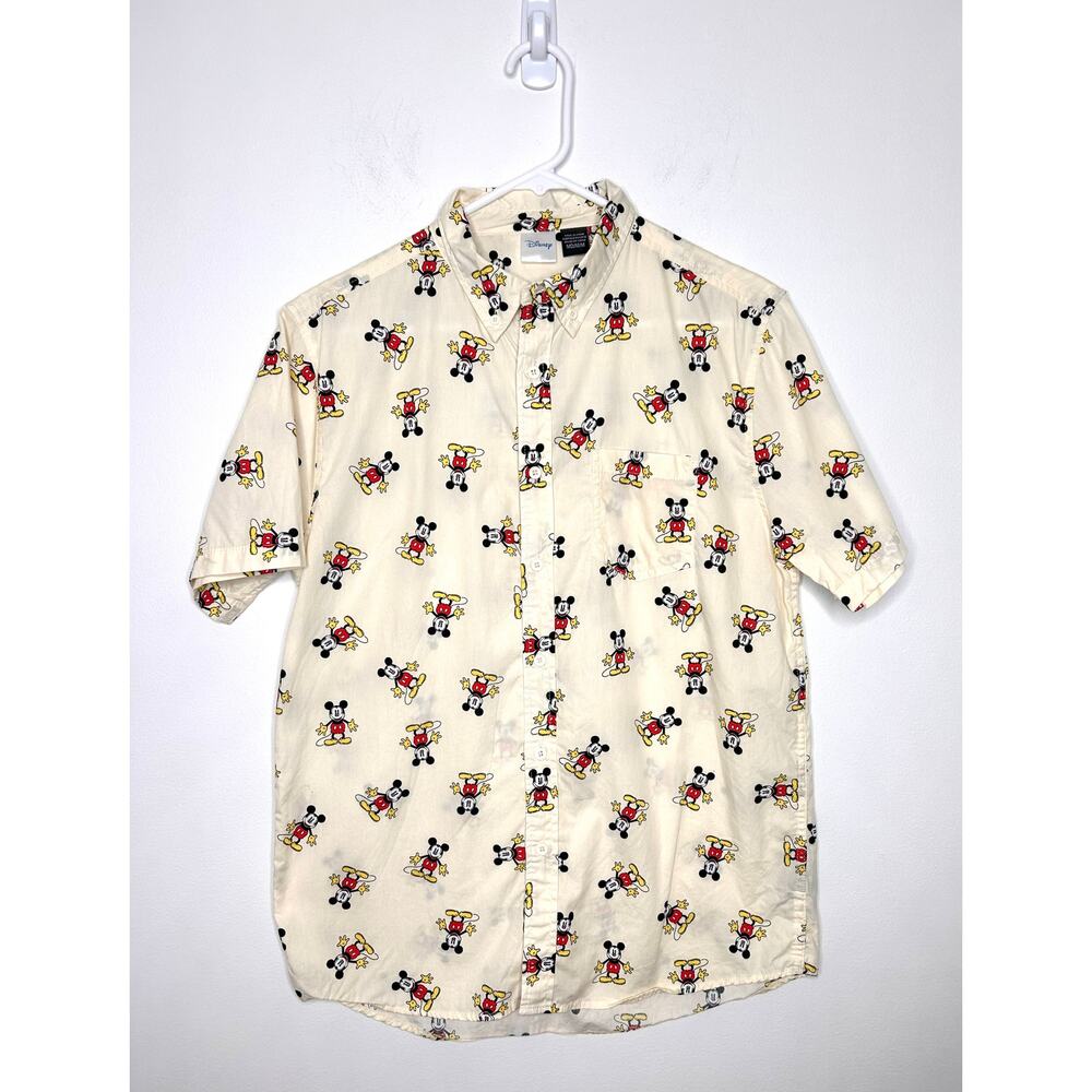 Disney Classic Mickey Mouse Button Down Short Sleeve Shirt Mo